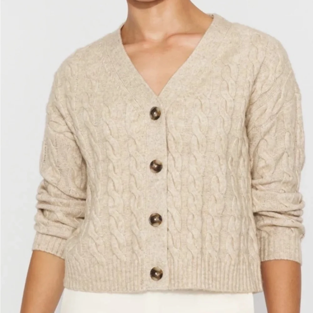 White House Black Market Beige Cable Knit Cardigan - Picture 1 of 1